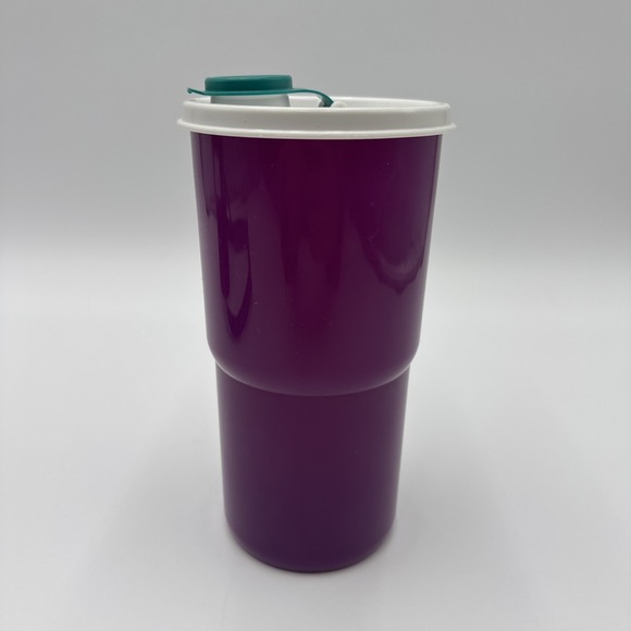 Vtg Tupperware #2414B-4 Thirst Quake 30oz Purple Drink Tumbler Lid Bag Holder - Picture 2 of 14